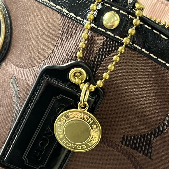 Coach Brown/Black Signature Canvas & Patent Leather Tote F 20018 - Picture 13 of 15